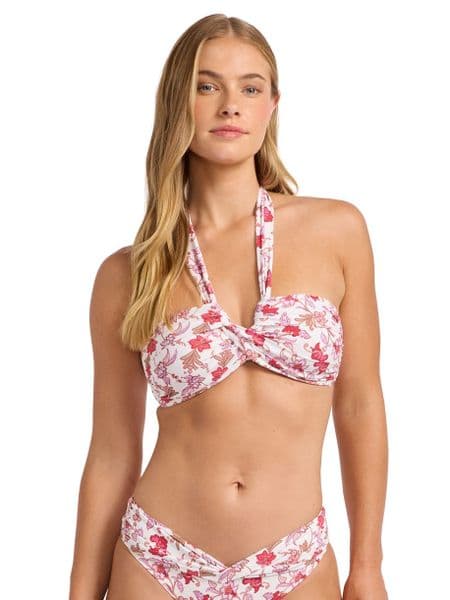 Seafolly Summer Chintz Halter Bandeau Bikini Top - Ecru