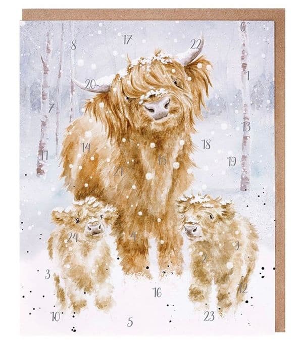 A Highland Christmas Highland Cow Advent Calendar Card WCAL009