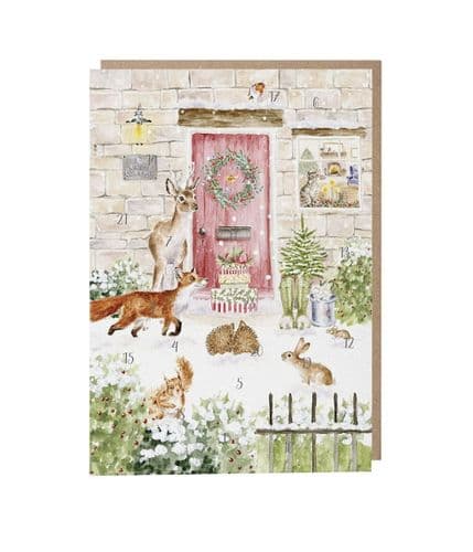 'Christmas Cottage' Woodland Animal Advent Calendar Card - WCAL010
