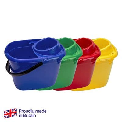 14L Great British Bucket & Wringer Available in Blue, Green, Red & Yellow