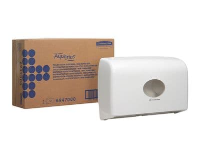 Aquarius 6947 Twin Mini Jumbo White Toilet Tissue Dispenser