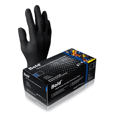 Aurelia Bold Black Nitrile Powder Free  Gloves Box of 100 Dental, Healthcare, Tattoo, Food Industry