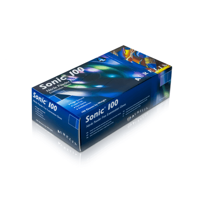 Aurelia Sonic 100 Blue Nitrile Gloves, Powder Free, Latex Free Box of 100