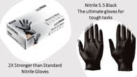 Black Nitrile Powder Free 5.5 Heavy Duty Gloves Supertouch Box of 100