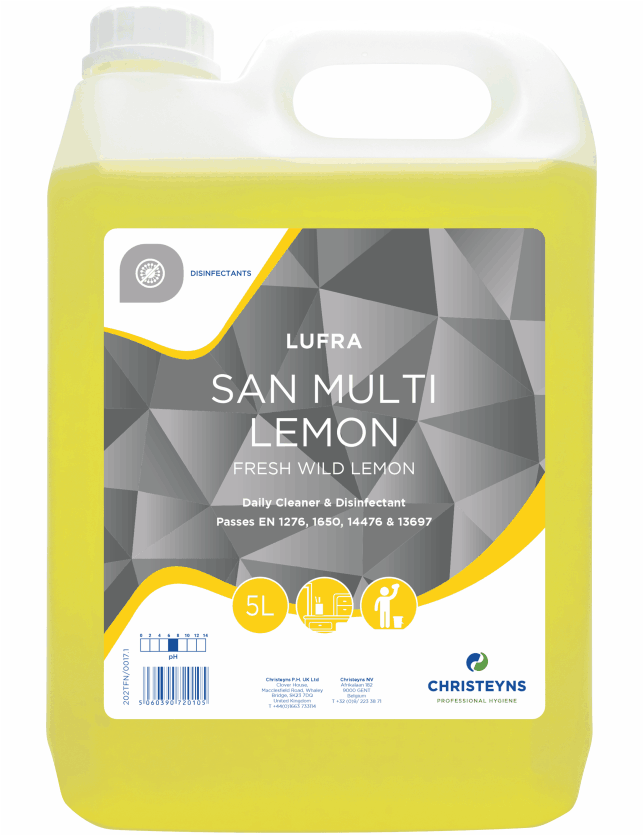 Christeyns 202 Lufra San Multi Fresh Wild Lemon Cleaner & Disinfectant 5L