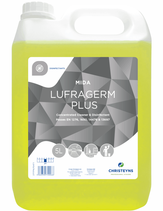 Christeyns 271 Mida Lufragerm Plus Concentrated Cleaner & Disinfectant 5L Clover  201 Trio
