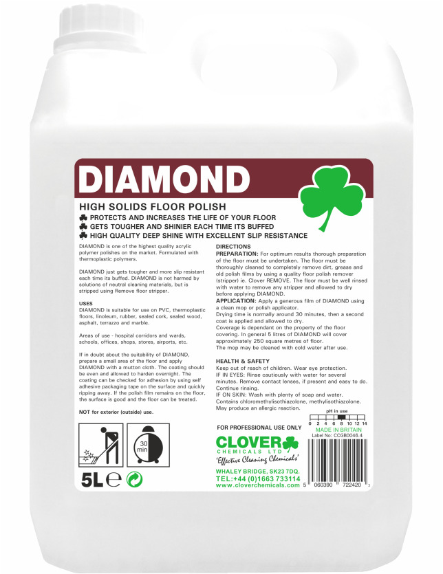 Clover 101 Diamond High Solids Floor Polish 25% 5L