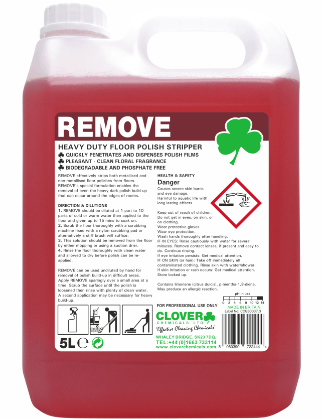 Clover 102 Remove Heavy Duty Floor Polish Stripper 5L