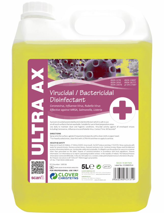 Clover 259 Ultra AX Virucidal Bactericidal Disinfectant 5L