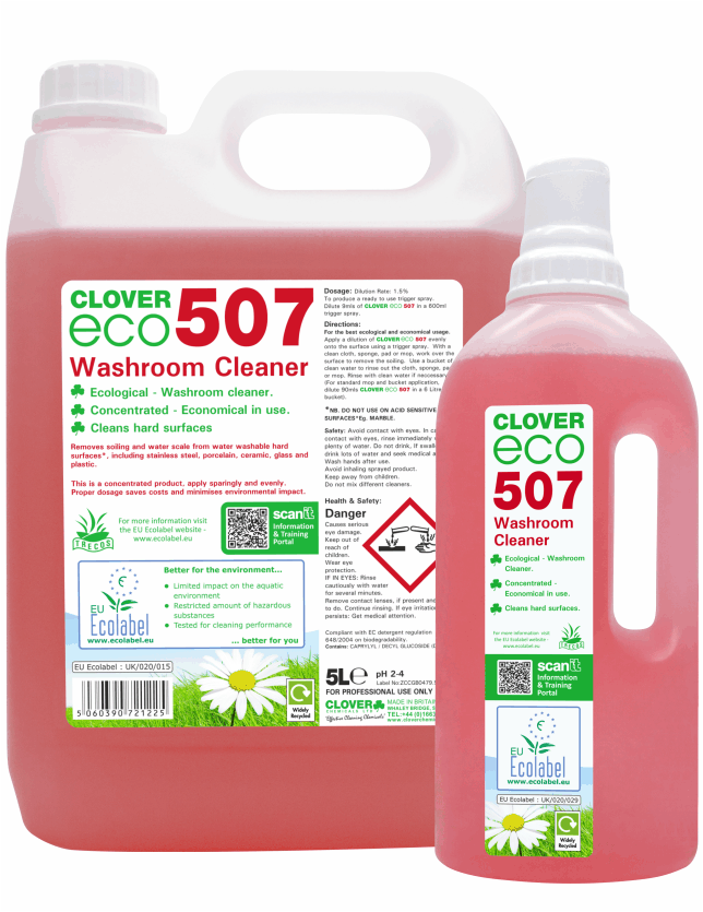 Clover Eco 507 Washroom Cleaner, Available in 1L & 5L