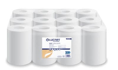 Lucart Mini Centrefeed Roll, White, 1PLY, 120m, Pack of 12