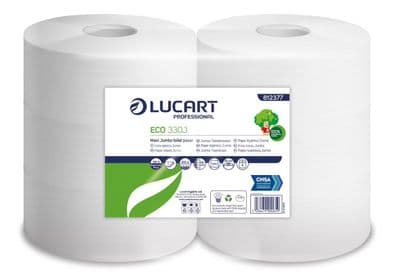 Lucart White 2 Ply Jumbo Toilet Roll 300M x 86mm, Core 80mm, Pack of 6