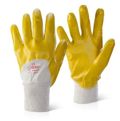 Nitrile Knit Wrist Palm Coated Glove Yellow Size 10