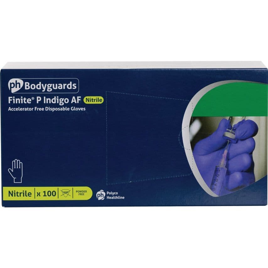 Polyco Finite P Indigo Accelerator Free Nitrile Glove Box of 100
