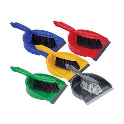 Professional Dustpan & Soft Brush Set Available in Blue, Green, Red & Yellow