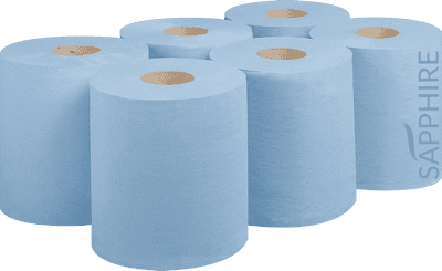Sapphire Blue Centre Feed Hand Towels, 2ply, 150m, Pack of 6