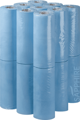 Sapphire Blue Hygiene Medical Couch Rolls, 2 ply, 50m x 25cm. Case of 18