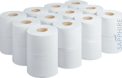Sapphire Micro Jumbo Toilet Tissue, 90m, 2 Ply White, Pack of 24
