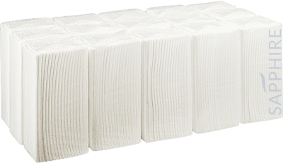 Sapphire White C-Fold Hand Towel, 2 Ply, Pack of 15 x 162 Sheets. Total 2400 Sheets