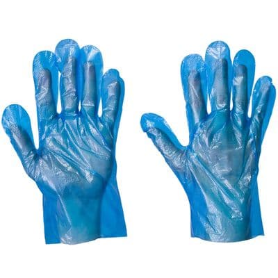 Supertouch Blue PE Polyethylene Disposable Gloves, Pack of 100
