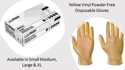 Supertouch Disposable Vinyl Powder Free Yellow Gloves Box of 100