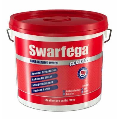 Swarfega SRB150W Red Box Heavy Duty Hand Cleaning Wipes, Tub of 150 Wipes