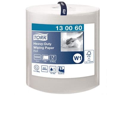 Tork 130060 Heavy Duty Wiping Paper Roll, 1000 Sheets