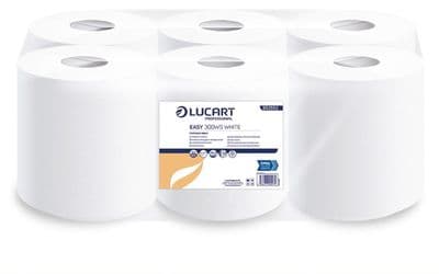 White Centre Feed Hand Towels, 1PLY, 300m, Pack of 6