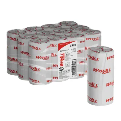 Wypall 7378 L10 Light Duty Cleaning Paper Wipes, 12 rolls x 165 sheets, 1 ply, Blue Compact Roll