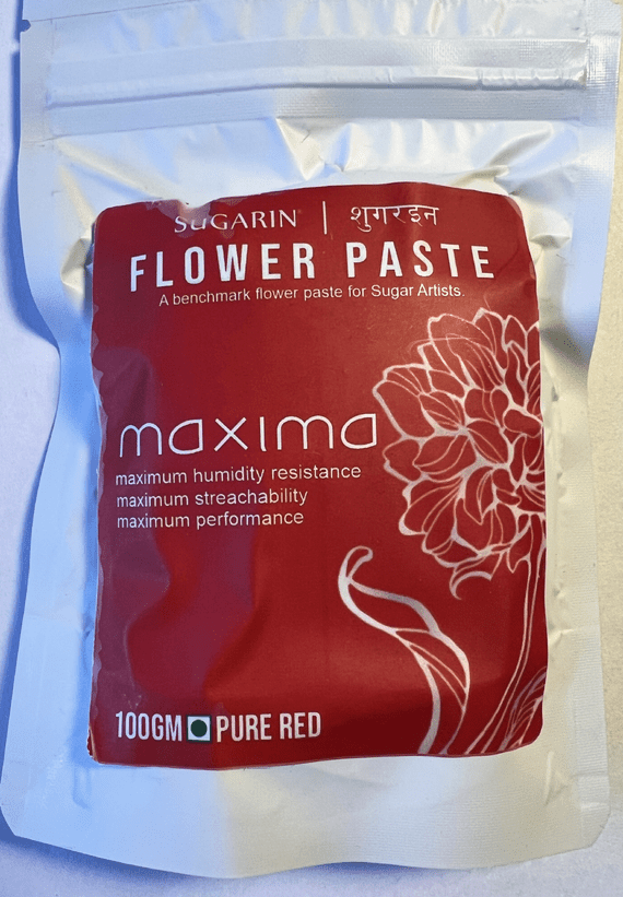 Sugarin Maxima UK Flower Paste, Pure Red, 100g WAS £2.34 NOW £1.34.