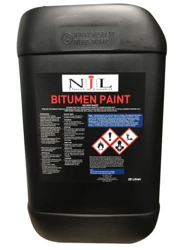Black Bitumen Paint Waterproof Coating Concrete, Steel, Iron 25L Njl Direct