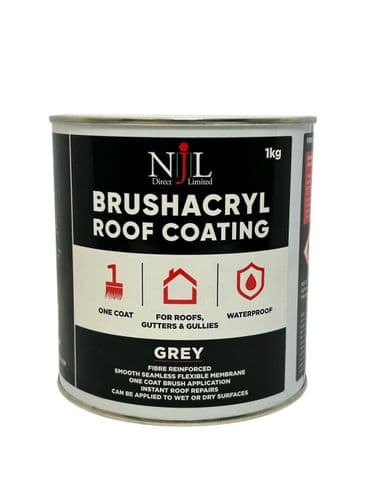 Brushacryl Acrylic Roof Coating, One Coat Instant Repair, NJL Direct (Grey) 1kg