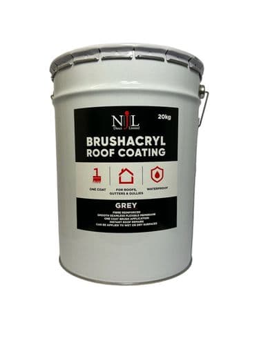 Brushacryl Acrylic Roof Coating, One Coat Instant Repair, NJL Direct (Grey) 20kg