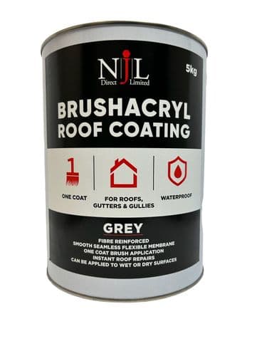 Brushacryl Acrylic Roof Coating, One Coat Instant Repair, NJL Direct (Grey) 5kg