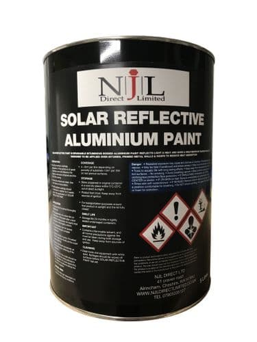 Solar Reflective Aluminium Paint, Protect Felt Metal, NJL Direct 5L