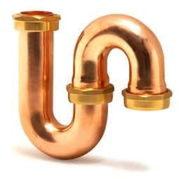 Brass copper basin S Trap, unfinished, made in UK