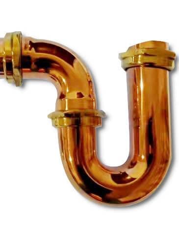 Traditional Basin P Trap Polished Copper, made in UK