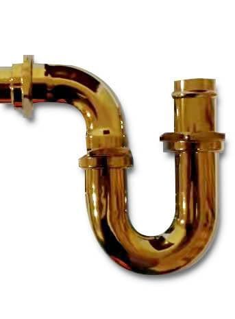 Traditional Polished Nickel copper basin P Trap, made in UK