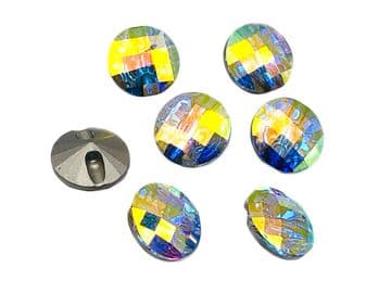 14mm Crystal AB Round Buttons, EIMASS® Exquisite Range Cut Glass Sewing Buttons