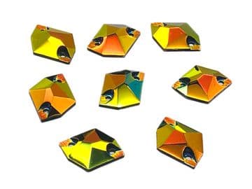 Amber Flare Hexagon, EIMASS Resin Crystals, Sew or Glue on Flat Back Rhinestones