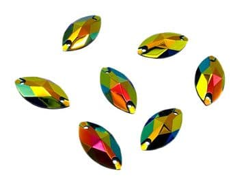 Amber Flare Navette Horse Eye, EIMASS Resin Crystals, Sew or Glue on Flat Back Rhinestones