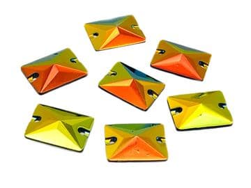 Amber Flare Rectangle Shape, EIMASS® Resin Sew on Glue on Crystals