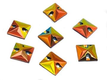 Amber Flare Square Shape, EIMASS® Resin Sew on Glue on Crystals