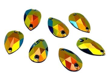 Amber Flare Teardrop, EIMASS Resin Crystals, Sew or Glue on Flat Back Rhinestones