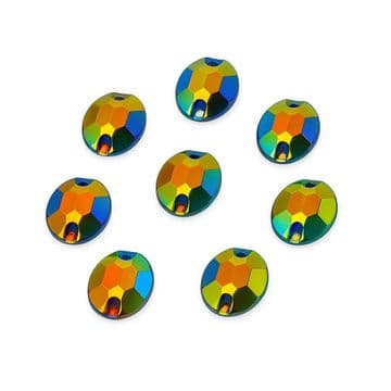 Amber Oval Shape, EIMASS Resin Crystals, Sew or Glue on Flat Back Rhinestones