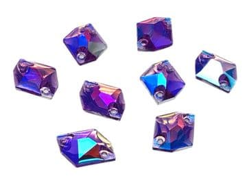 Amethyst AB Hexagon, EIMASS Resin Crystals, Sew or Glue on Flat Back Rhinestones