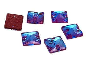 Amethyst AB Neon Square, EIMASS® 8868 Exquisite Range Sew on Glue on Flat Back Crystals