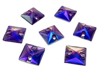 Amethyst AB Square Shape, EIMASS® Resin Sew on Glue on Crystals