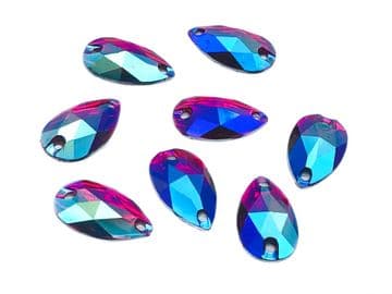 Amethyst AB Teardrop, EIMASS Resin Crystals, Sew or Glue on Flat Back Rhinestones