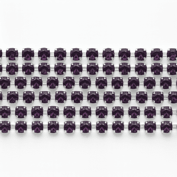 Amethyst in Silver Chain, EIMASS® Grade A World Class Rhinestone Cup Chain Trimming Wholesale